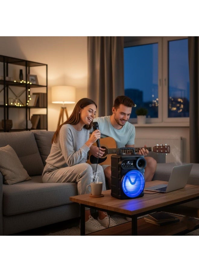 KTS-1512 Portable Wireless Bluetooth Speaker with Wired Microphone and LED Lights - Image 2